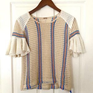 Free People S Stripe Short Sleeve Knit Top Cream